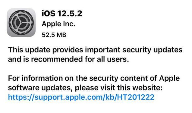 天台苹果手机维修分享iOS12.5.2发布，建议所有老苹果用户安装 